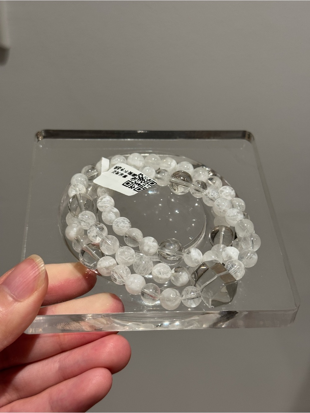 Crystal Bead Stretch Bracelet - White Clear
